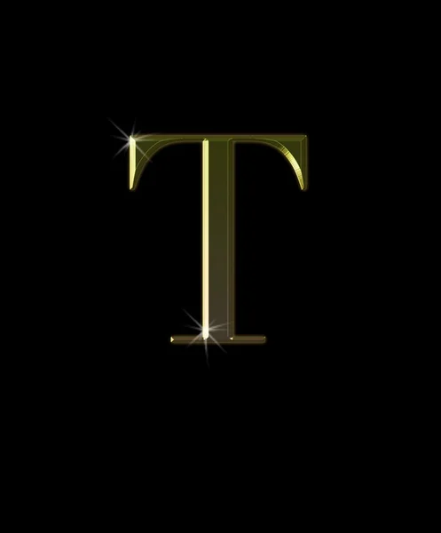 T, letter in gold. — Stock Photo, Image