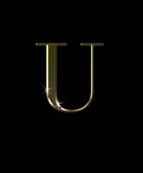 U, letter in gold. — Stock Photo, Image