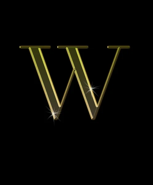 W, letter in gold. — Stock Photo, Image