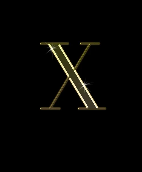X, letra em ouro . — Fotografia de Stock