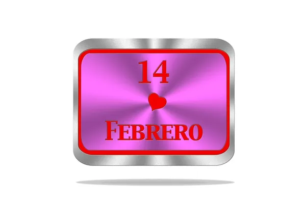 14 febbraio pulsante . — Foto Stock