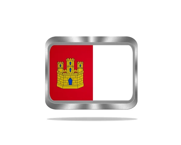Metal Castilla La Mancha flag. — Stock Photo, Image