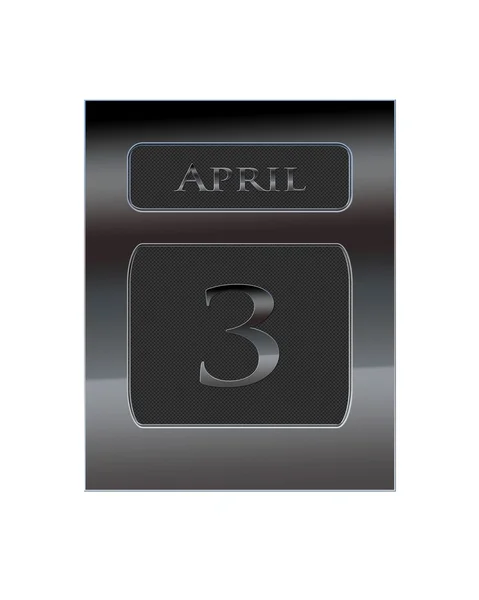 Metal calendar April 3. — Stock Photo, Image