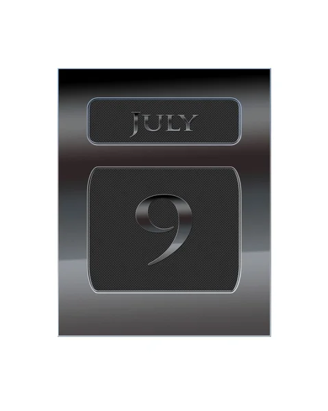 9. července kovový kalendář. — Stock fotografie