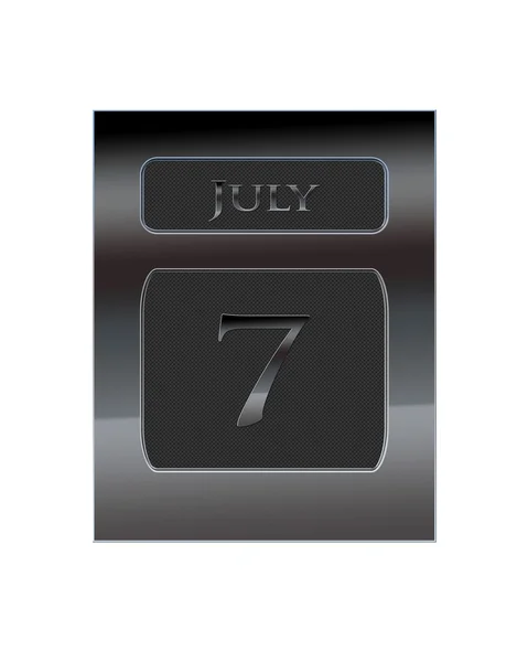 Július 7-én fém naptár. — Stock Fotó