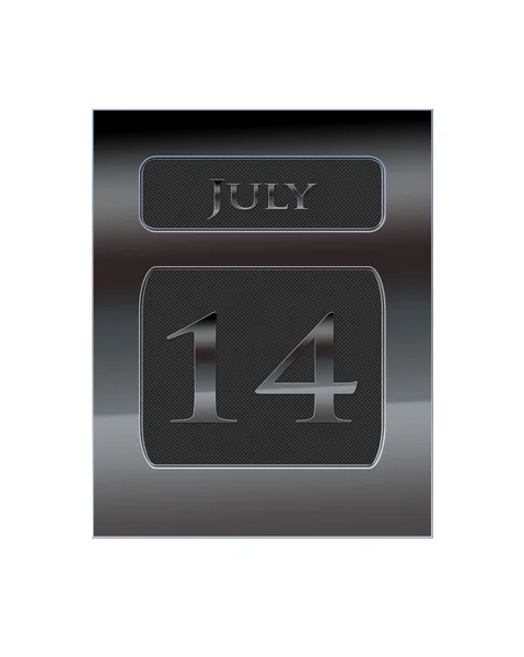 Metalowy kalendarz 14 lipca. — Zdjęcie stockowe