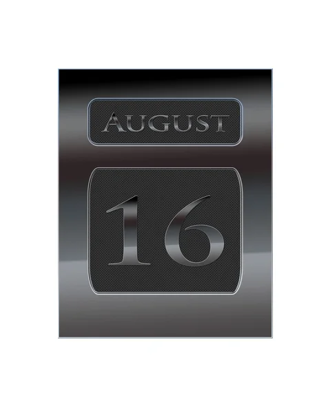 Kovový kalendář srpen 16. — Stock fotografie