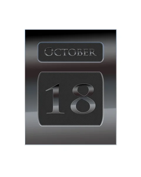 Kovový kalendář Říjen 18. — Stock fotografie