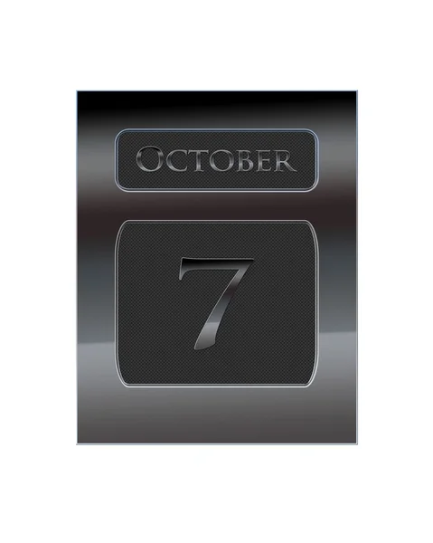 7. října kovový kalendář. — Stock fotografie