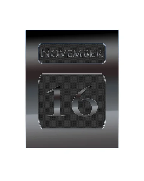 Calendario in metallo 16 novembre . — Foto Stock