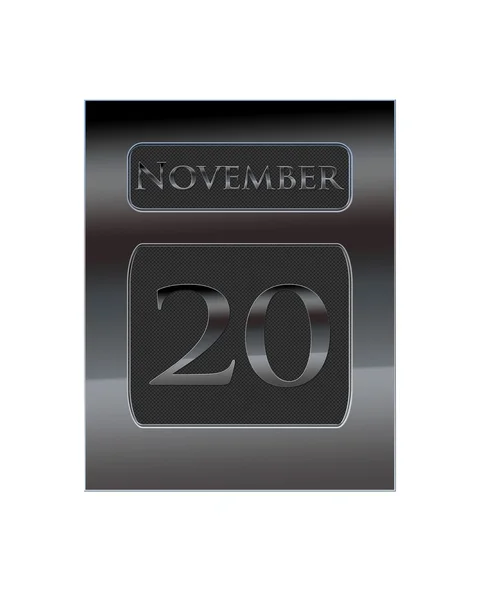 Calendario in metallo 20 novembre . — Foto Stock
