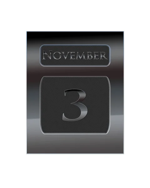Calendario in metallo 3 novembre . — Foto Stock
