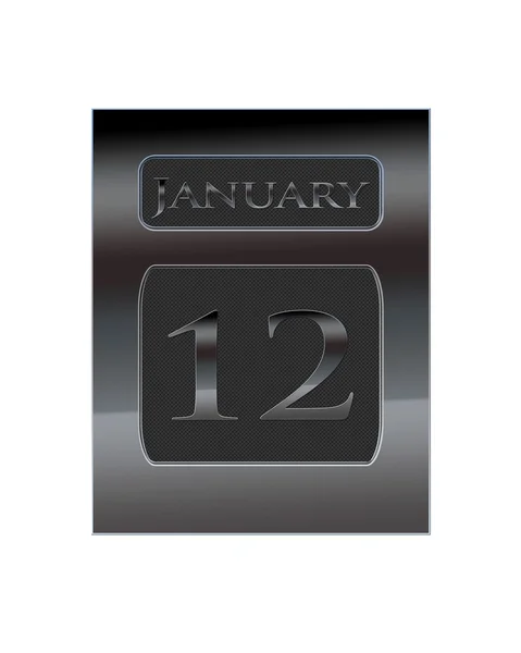 Calendario de metal 12 de enero . —  Fotos de Stock