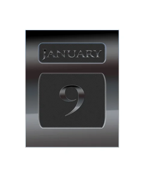 Calendario in metallo 9 gennaio . — Foto Stock