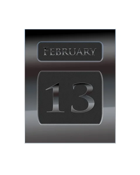 Metal calendar February 13. — Stock Photo, Image