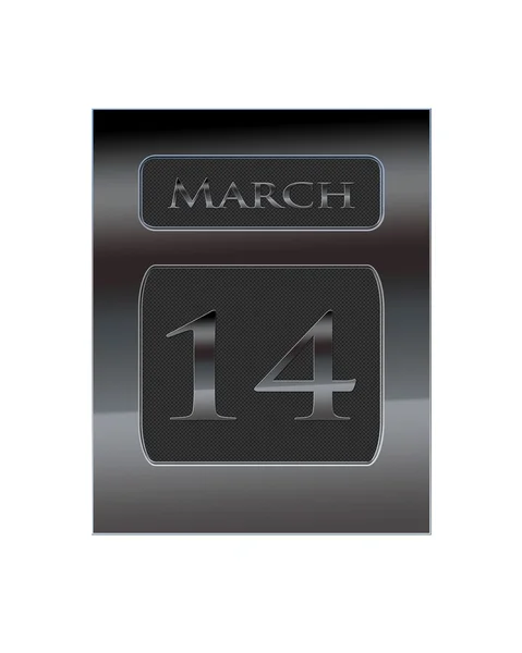 Metal calendar March 14. — Stock Photo, Image