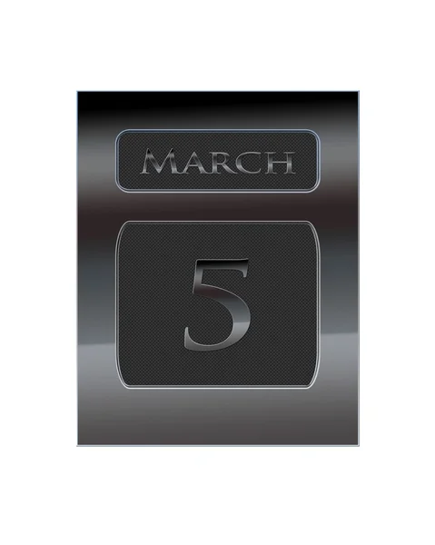 Metal calendar March 5. — Stock Photo, Image