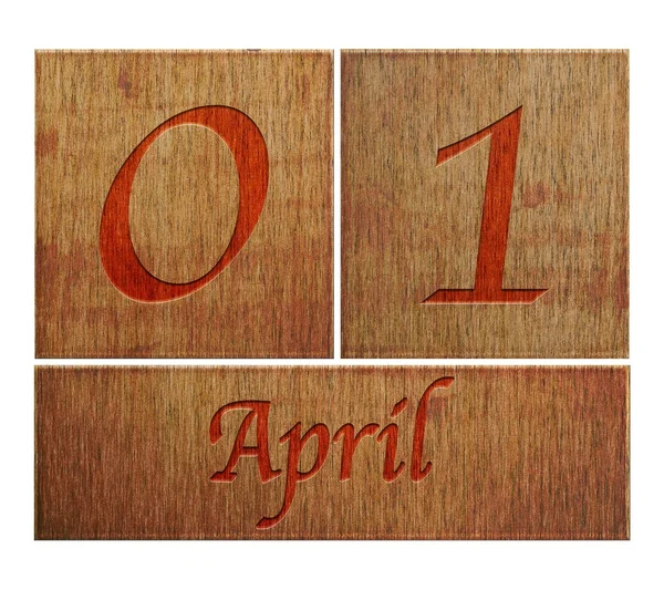 Деревянный календарь 1 апреля . — стоковое фото