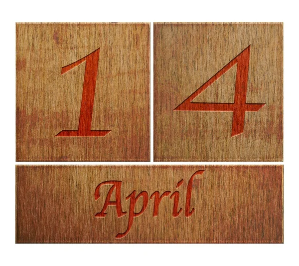Calendario de madera 14 de abril . —  Fotos de Stock