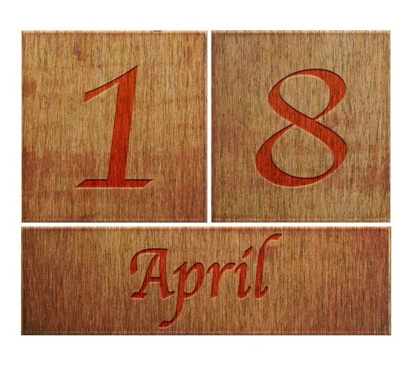 Wooden calendar April 18. — Stock Photo, Image