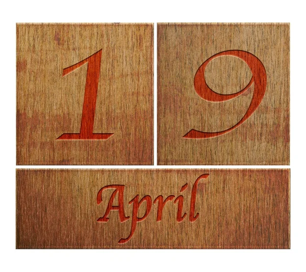 Calendario de madera 19 de abril . —  Fotos de Stock