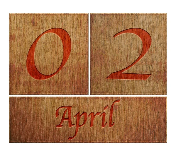 Calendario in legno 2 aprile . — Foto Stock