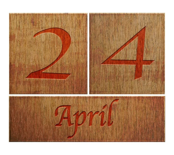 Wooden calendar April 24. — Stock Photo, Image