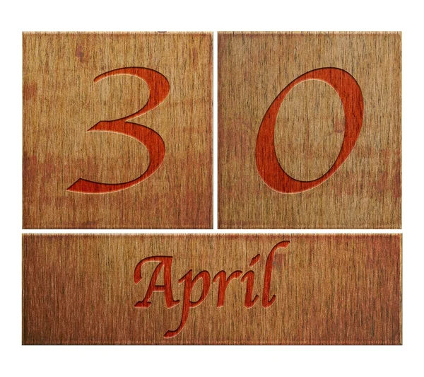 Drewniane kalendarz 30 kwietnia. — Zdjęcie stockowe