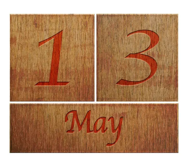 Calendário de madeira 13 de maio . — Fotografia de Stock
