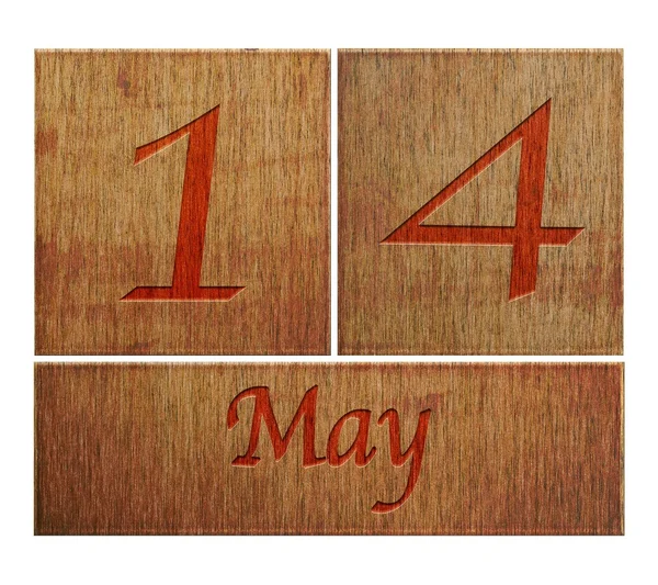 Деревянный календарь 14 мая . — стоковое фото