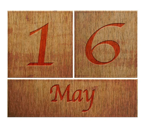 Calendario de madera 16 de mayo . — Foto de Stock