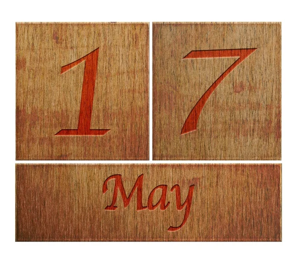 Drewniane kalendarz 17 maja. — Zdjęcie stockowe