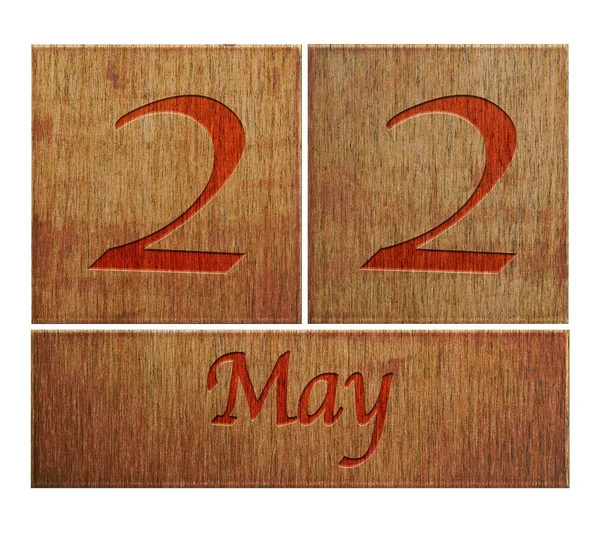 Dřevěný kalendář květen 22. — Stock fotografie