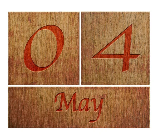 Calendario de madera 4 de mayo . —  Fotos de Stock