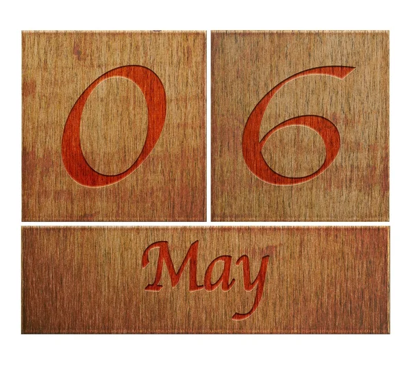 Calendario de madera 6 de mayo . — Foto de Stock