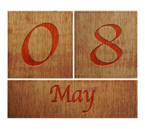 Calendario de madera 8 de mayo . —  Fotos de Stock