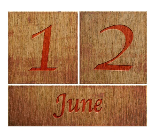 Wooden calendar June 12. — Stock Photo, Image