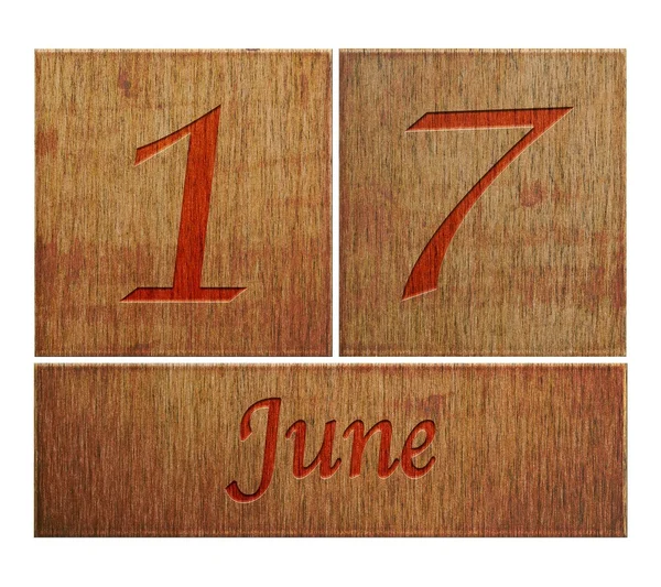 Wooden calendar June 17. — Stock Photo, Image