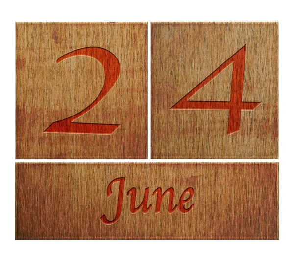 Wooden calendar June 24. — Stock Photo, Image