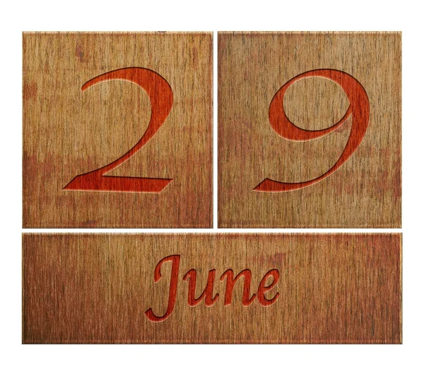 Wooden calendar June 29. — Stock Photo, Image