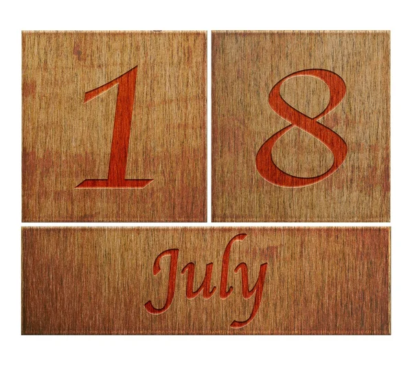 Wooden calendar July 18. — Stock Photo, Image