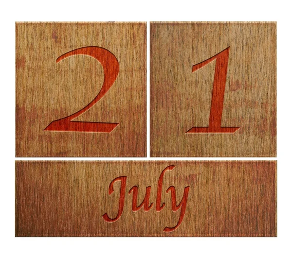 Дерев'яний календар 21 липня . — стокове фото