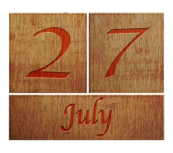 Wooden calendar July 27. — Stock Photo, Image