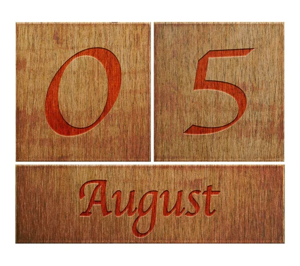 Wooden calendar August 5. — Stock Photo, Image
