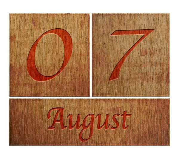 Wooden calendar August 7. — Stock Photo, Image