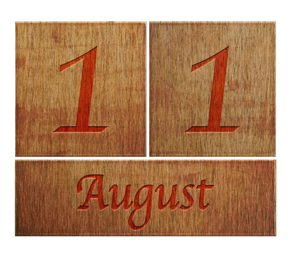 Drewniane kalendarz sierpień 11. — Zdjęcie stockowe