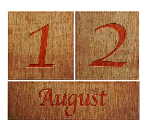 Kalender kayu 12 Agustus . — Stok Foto