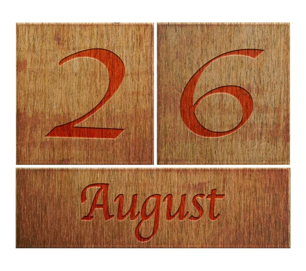 木製カレンダー 8 月 26. — ストック写真