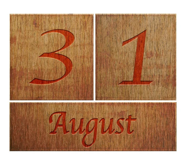 Drewniane kalendarz 31 sierpnia. — Zdjęcie stockowe