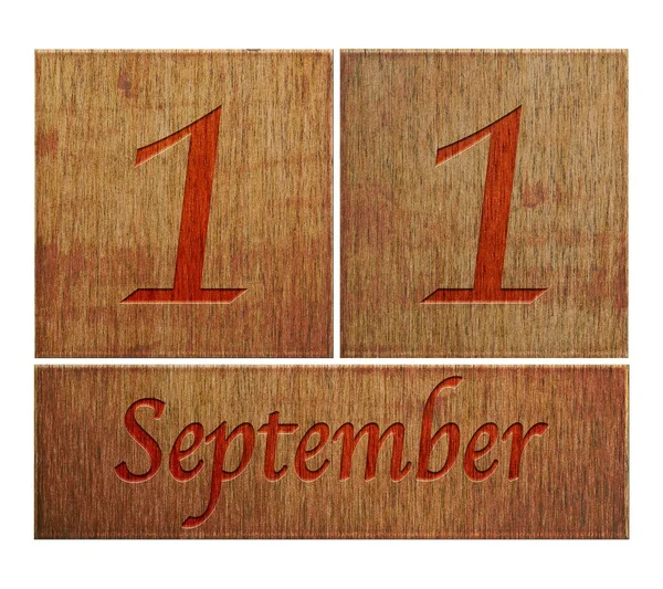 Calendário de madeira Setembro 11 . — Fotografia de Stock